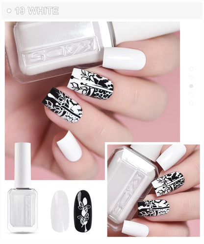 KADS 24 Colors Stamping Nail Polish Black White Gold Silver Nail Art Printing Varnish for Stamp Plate Nail Polish Lacquers Good Vibrations
