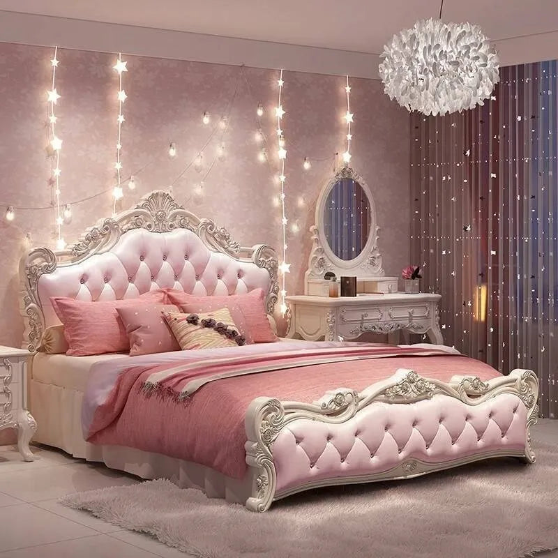 Princess Twin Beds European French Aesthetics Cheap Safe Lazy Beds Design Luxury Crown Muebles Para Dormitorio Home Accessories