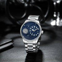 Fashion men watches simple circular dial with rotating turntable luminous calendar stainless steel strap suitable for daily life Good Vibrations