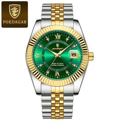 POEDAGAR Luxury Sport Wrist Watch For Man Waterproof Luminous Date Men Watch Quartz Stainless Steel Men's Watches Male Reloj+box Good Vibrations