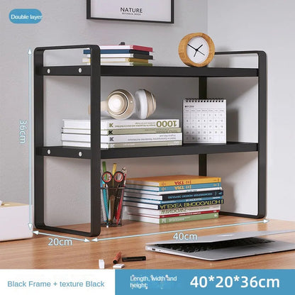 Shelf Desktop Storage  Bookshelf Student Desk Shelves Racks Office Computer Desk Tiered Cabinet Home Storage Holders Organizer Good Vibrations