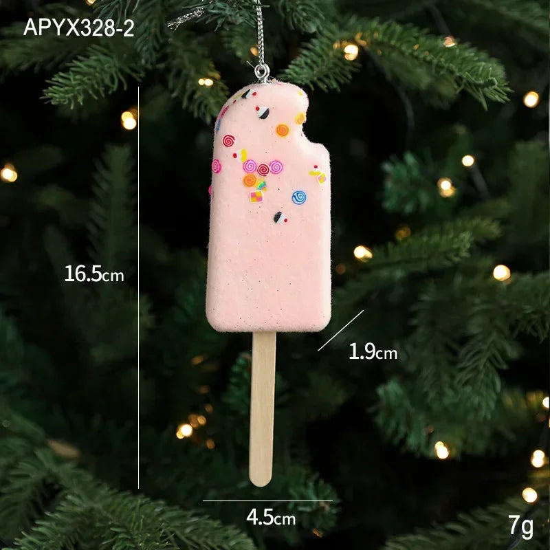2025 Creative Christmas Hanging Cute Ice Cream Pendant Navidad 2026 Christmas Decor Xmas Tree Decor New Year Gift Toys Good Vibrations
