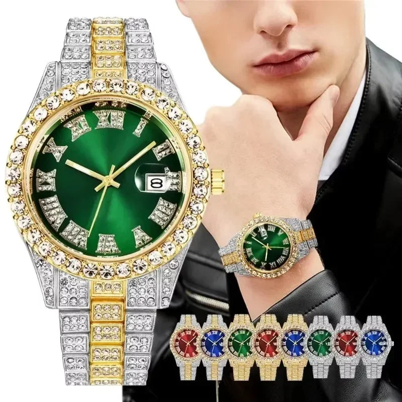 Fashion Full Iced Out Watch for Men Multiple Colors Hip Hop Mens Watch Fashion Cool Bling Diamond Luxury Mens Watches Clock Good Vibrations
