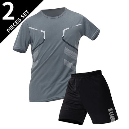 2/4/6 Pcs Plus Size Men's Quick-drying Short-sleeved Shorts Suit Men's Leisure Sports Running Fitness T-shirt Joker Shorts Teen Good Vibrations