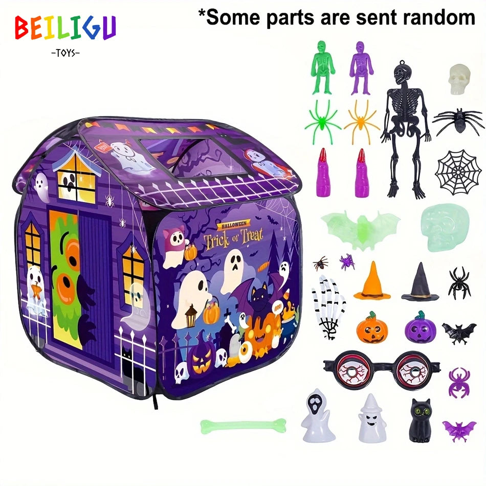 Christmas Halloween Game Tent Children's Snow House Pumpkin Ghost Playhouse Party Pop-Up Pack Holiday Toy for Kids Xmas Gifts Good Vibrations
