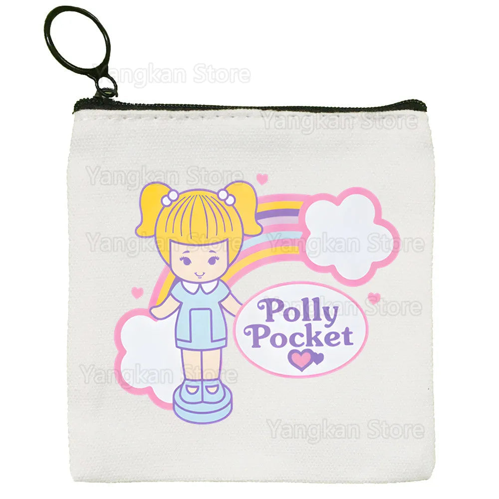 Kawaii Polly Pocket Bag Pure White Bag Handmade Cloth  Coin Purse Whiteboard Bag Handbag Good Vibrations