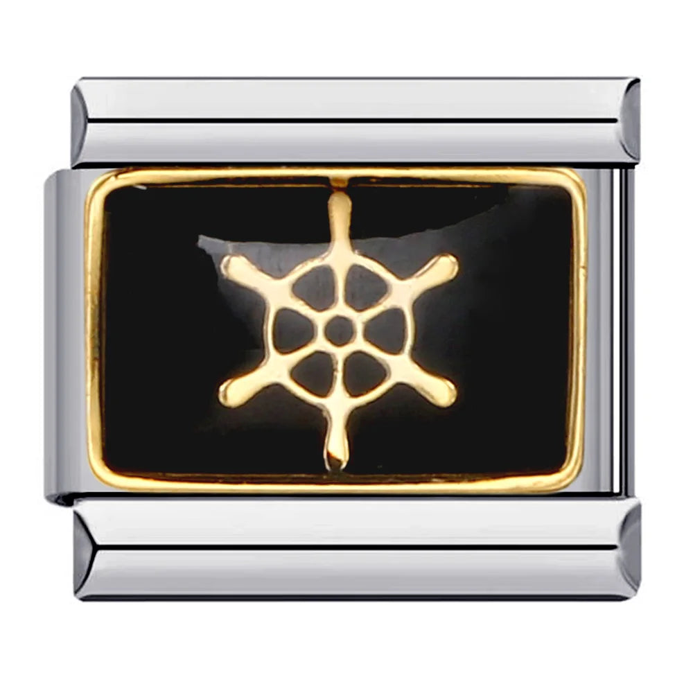 Goth Vintage Black Glaze Skull Raven Ghost Halloween Day's Charm Links Fit 9mm Bracelet Stainless Steel Making DIY Jewelry Good Vibrations