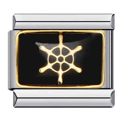 Goth Vintage Black Glaze Skull Raven Ghost Halloween Day's Charm Links Fit 9mm Bracelet Stainless Steel Making DIY Jewelry Good Vibrations