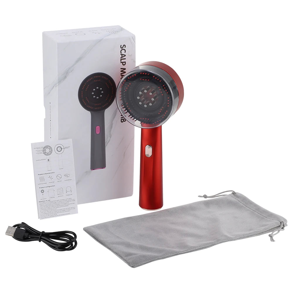 Electric Hair Regrowth Brush with Infrared Light Machine Acupoint Scalp Massage Anti-Hair Loss Exercise Hair Scrubber Combs Good Vibrations