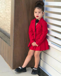 Toddler Girl Clothes 2pcs Set Girl's Coat Outfit Button Front Jacket & Skirt Set Toddler Kid's Clothing For Spring Autumn 2-8Y Good Vibrations