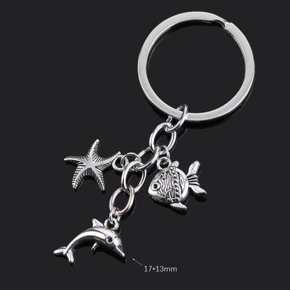 Fashion Animal Women Keychain Car Moon Cat Dog Love Heart Key Chain Friends Gift Jewelry Bag Pendant Wing Evil Eye Angel Turtles Good Vibrations