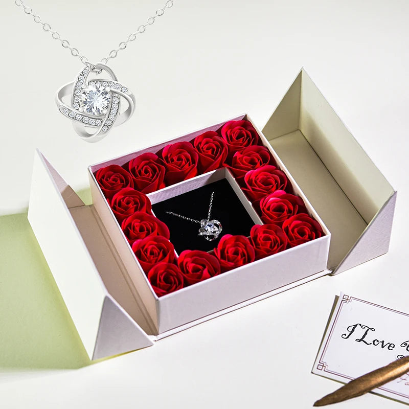 Gifts for Women Jewelry Pendant Necklace /w Soap Eternal Rose Gift Box Mother's Day Necklace Jewelry Wedding Anniversary Gifts Good Vibrations