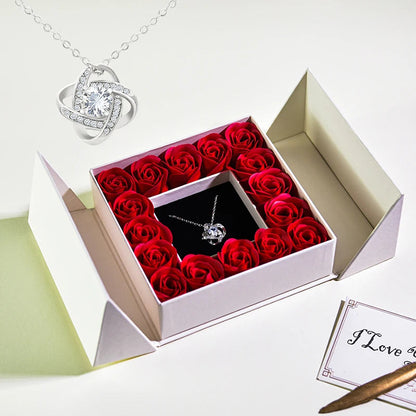 Gifts for Women Jewelry Pendant Necklace /w Soap Eternal Rose Gift Box Mother's Day Necklace Jewelry Wedding Anniversary Gifts Good Vibrations