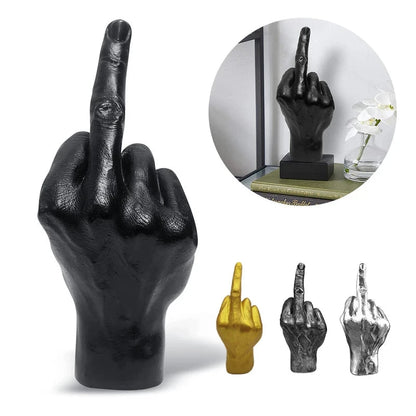 Desk Ornaments Of Middle Finger Statue Upright Middle Finger Arts Crafts Desktop Gesture Figurine Sculpture Living Room Dec Good Vibrations