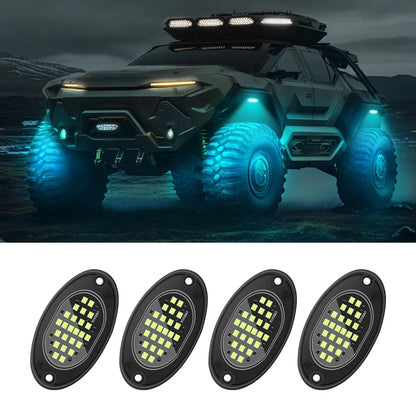 4PCS Car Chassis Light 12V LED Rock Lights 24 High Brightness Ambient Lighting For Polaris Yamaha Can-Am UTV ATV Off Road Jeep Good Vibrations