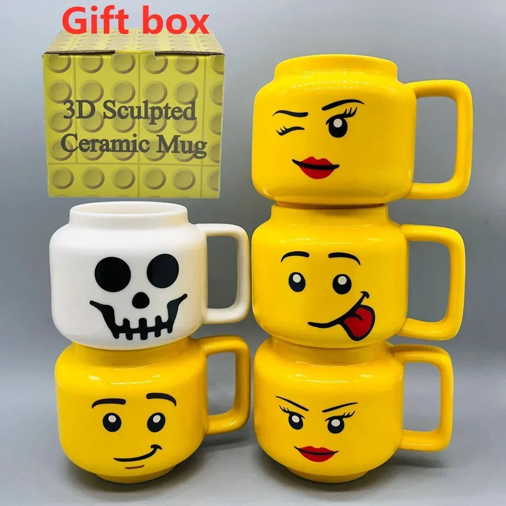 Party Favor Gifts Cute Cartoon Mug for Coffee Milk Tea Ceramic Cup Drinkware with Creative Impish Expression Pattern Good Vibrations