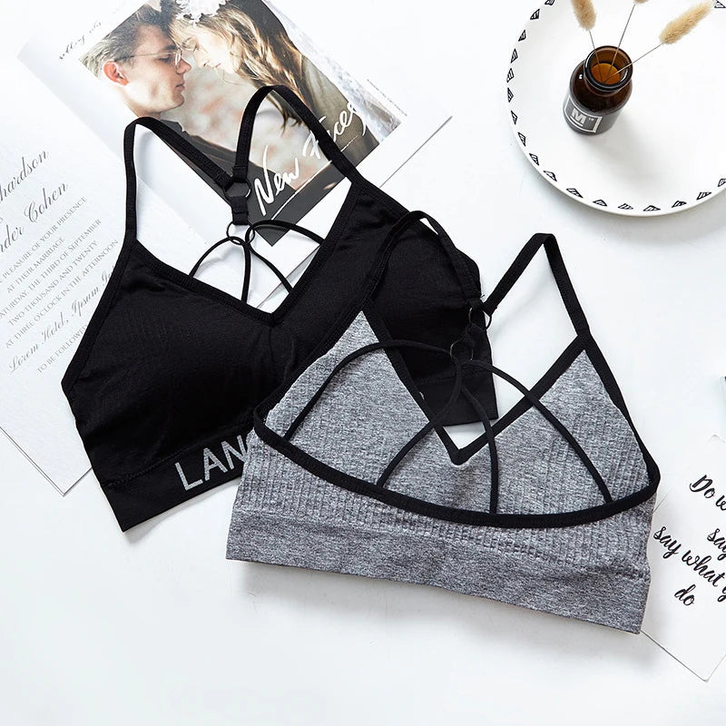 Women's Underwear Set Letter Sports Bra Seamless Female Underwear Comfort No Steel Ring Suit Solid Color Underwear Good Vibrations