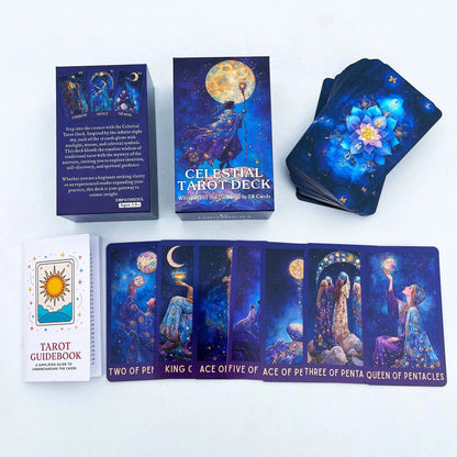 Classic Celestial Tarot Card Deck, 78 Cards, 13x8 Cm, Intuition & Spiritual Guidance, Ideal for Beginners, Includes Paper Manual Good Vibrations