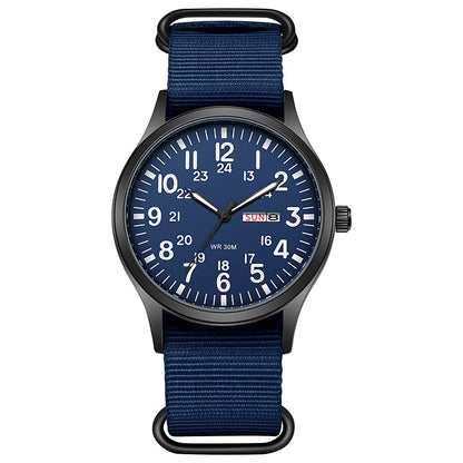 2024 TPW Field Watch Easy Reading Fabric Strap 24 Hours Display Quartz Movement Good Vibrations