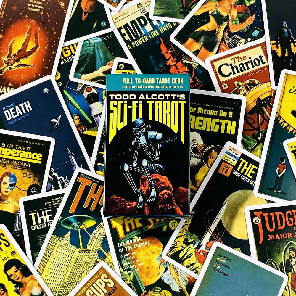 Todd Alcott's Sci-Fi Tarot Cards A 78 Science-Fiction-themed Tarot Deck English Versions Divination Deck Board Playing Game Good Vibrations