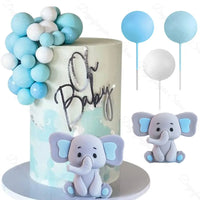 1 Set Elephant Cake Toppers White Blue Cake Balls Baby Blue Elephant Cake Topper for Happy Birthday Baby Shower Cake Decor Favor Good Vibrations