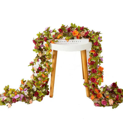 250CM Rose Artificial Flowers Christmas Garland for Wedding Home Room Decoration Spring Autumn Garden Arch DIY Fake Plant Vine Good Vibrations