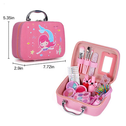 Girls Real Makeup Kit Washable Princess Play Makeup Set Kids Toys Safe Non Toxic Girls Pretend Play Birthday for Kids Gifts Good Vibrations