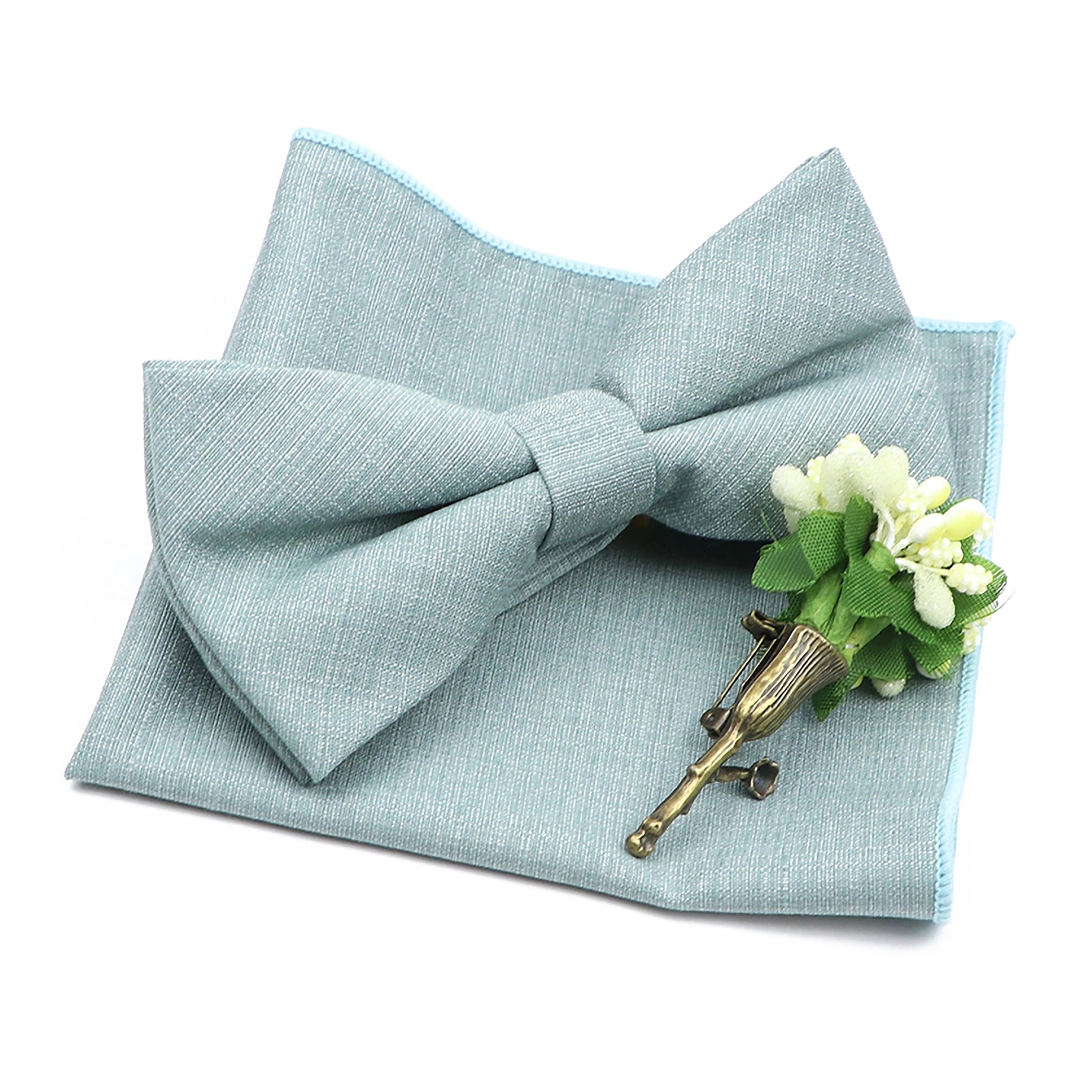 Mens Wedding Bowtie Brooch Set Romantic Solid Color Bamboo Fiber Bowknot Flower Lapel Pin Blue Pink Cravat Suit Shirt Accessory Good Vibrations