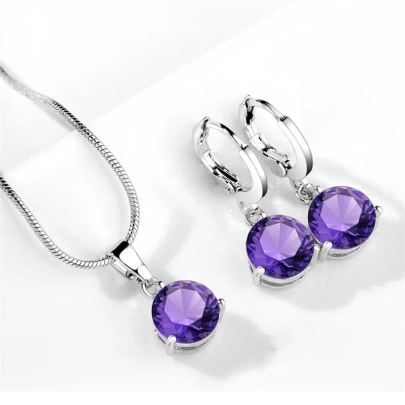 Chic Melody Pendant Necklace & Earrings Set - Glittering Zircon Crystal Jewelry for Women Good Vibrations
