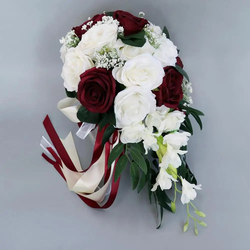 AYicuthia Realistic Wedding Bride Bouquet Hand Tied Flower Decoration Holiday Party Supplies Roses Wedding Flowers Good Vibrations