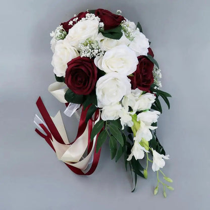AYicuthia Realistic Wedding Bride Bouquet Hand Tied Flower Decoration Holiday Party Supplies Roses Wedding Flowers Good Vibrations