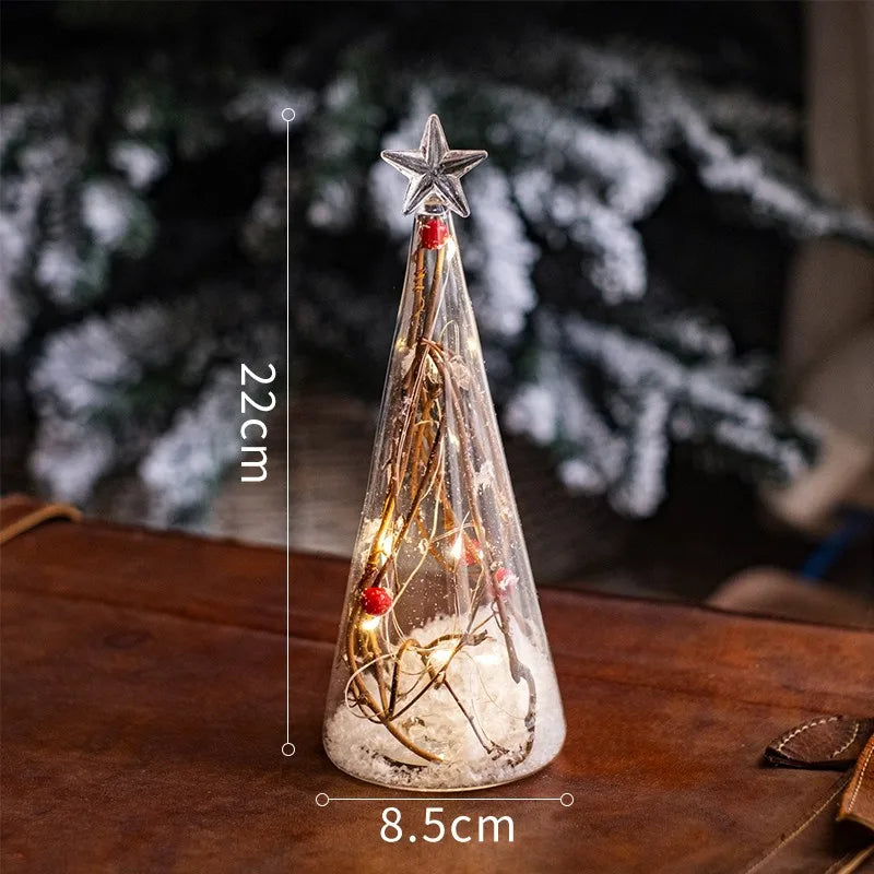 Christmas Tree Glass Night Light for Home Xmas Romantic Holiday Atmosphere Arbol De Navidad Ornaments LED Luminous Decoration Good Vibrations