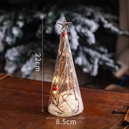 Christmas Tree Glass Night Light for Home Xmas Romantic Holiday Atmosphere Arbol De Navidad Ornaments LED Luminous Decoration Good Vibrations