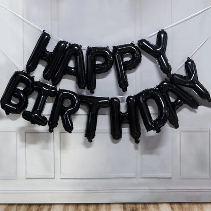 Happy Birthday Balloons Blue Golden Red Pink Black Foil Balloons Boys Girls Birthday Party Decoration Supplies Hanging Decor Good Vibrations