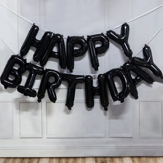 Happy Birthday Balloons Blue Golden Red Pink Black Foil Balloons Boys Girls Birthday Party Decoration Supplies Hanging Decor Good Vibrations