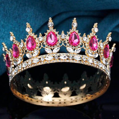 Queen King Wedding Crown Round Tiaras and Crowns Bride Diadem Birthday Party Cake Topper Jewelry Hair Accessory Good Vibrations