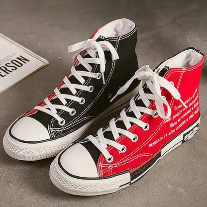 High Top Shoes Women Plus Size 270 mm Designer Sneakers 2020 Fashion High Top Sneakers Autumn Women's Canvas Shoes Good Vibrations