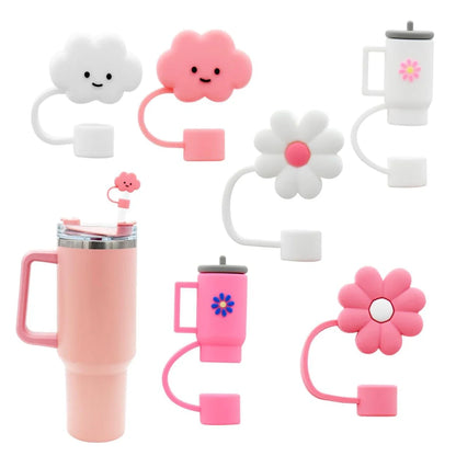 6Pcs Straw Cover Cap for Stanley Cup Straw Topper Compatible for 30&40 Oz Tumbler 10mm Dust-Proof Reusable Cute Straw Tips Lids Good Vibrations