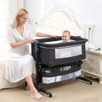 Portable Bedside Sleeping Equipment for Infants, Baby Crib with Covered Bed, Baby Cradle, Newborn Bed Good Vibrations