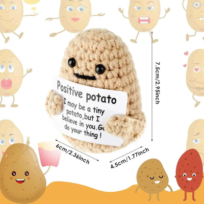 Positive Energy Duck Doll Hug Pocket Mini Handmade Plush Wool Knitting Dolls Funny Emotional Support Crochet Gift for Birthday Good Vibrations