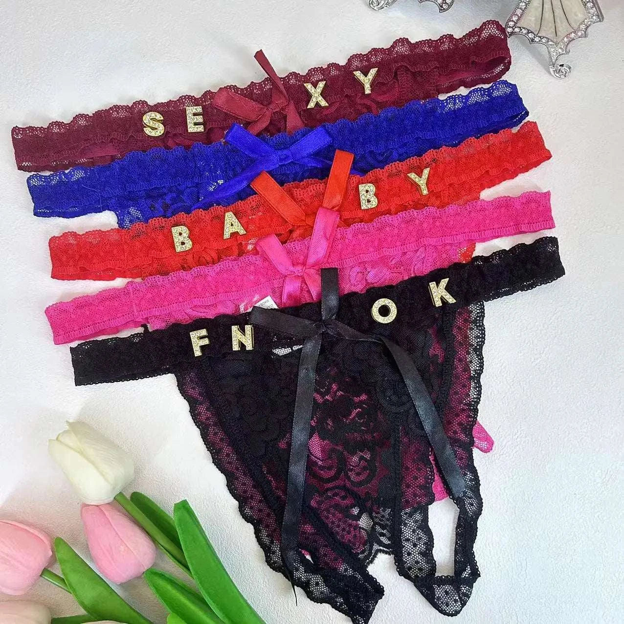 Rhinestone Letter Customizable Lingerie Gifts
