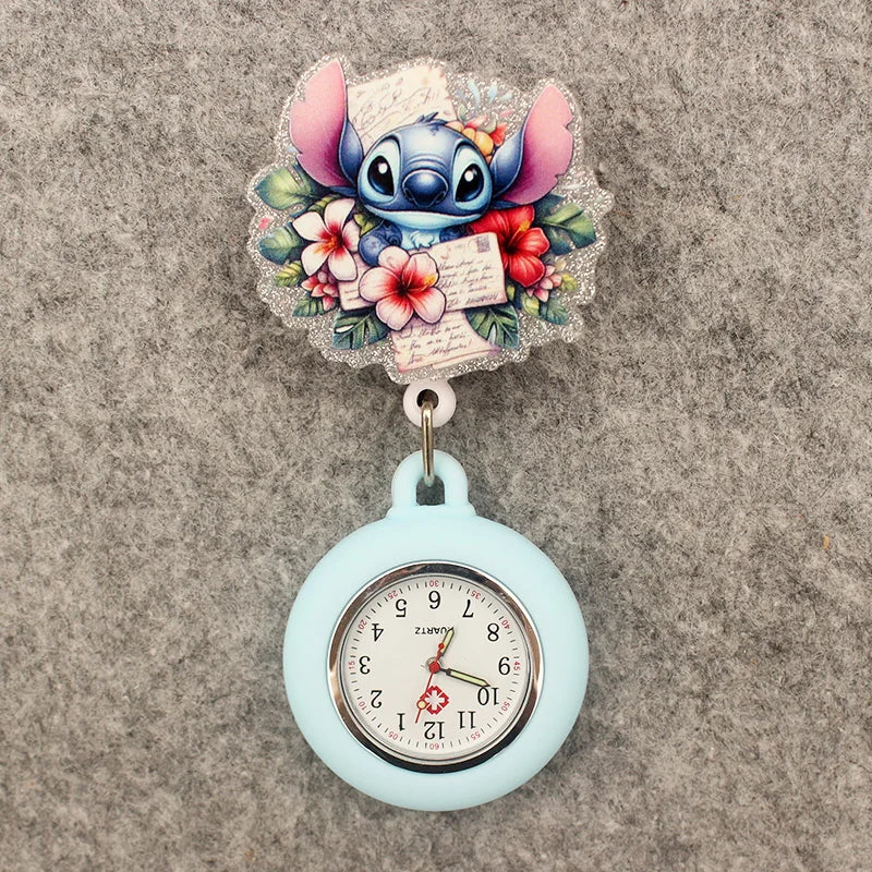 Cute Friends Pig Bear Blue Mouse Style Pocket Watch Retractable And With Clip For Men And Women Good Vibrations