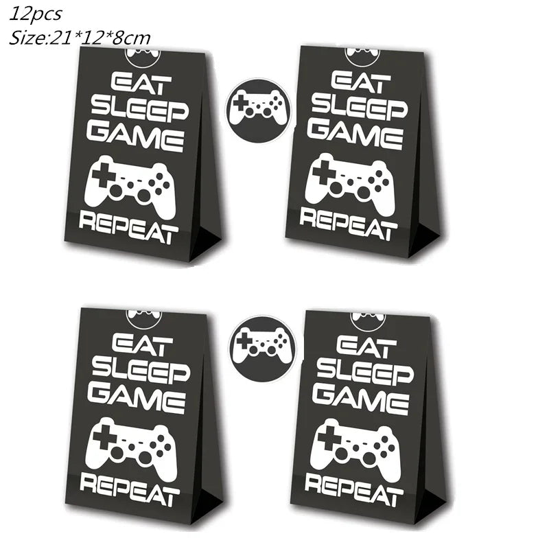 Video Game Party Supplies Set Birthday Decorations Happy Birthday Gaming Backdrop Game On Table Covers Gamer Banner Balloons Good Vibrations