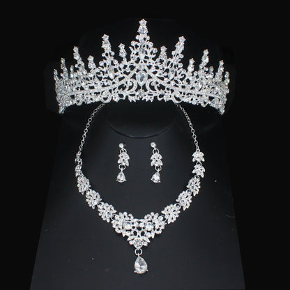 Luxury Crystal Wedding Bridal Jewelry Sets Women/Girl Gold Color Tiara/Crown Earrings Choker Necklace Bride Jewelry Set Good Vibrations Adult Super Store