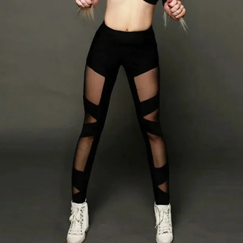 Summer Sexy Black Mesh Women Leggings Fitness Breathable Hips Push Up Yoga Pants Pencil Pants Women Quick Dry Sportswear Good Vibrations