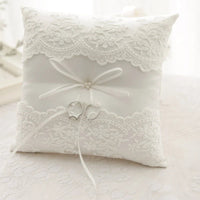 20x20cm White Lace Wedding Ring Pillow Bridal Bearer Pillow Cushions Wedding Marriage Ceremony Decoration Supplies Good Vibrations