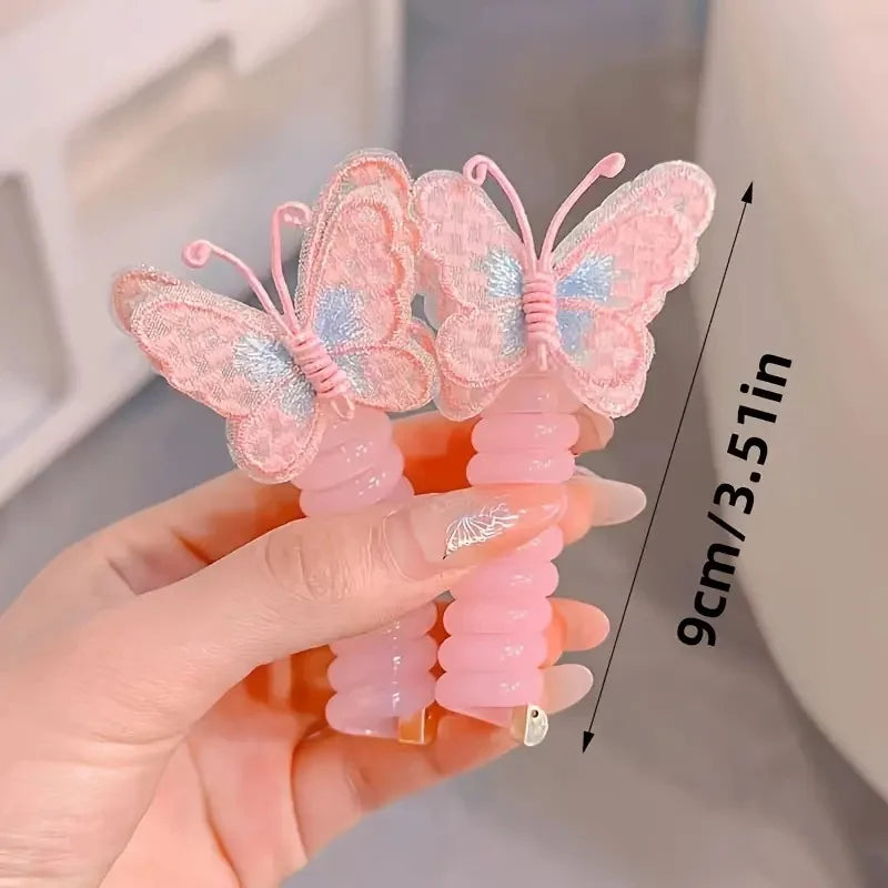Cute Butterfly Hair Ties High Elasticity Phone Cord Scrunchie Resin and Polyester Headwear Suitable Daily Wear Hair Accessories Good Vibrations