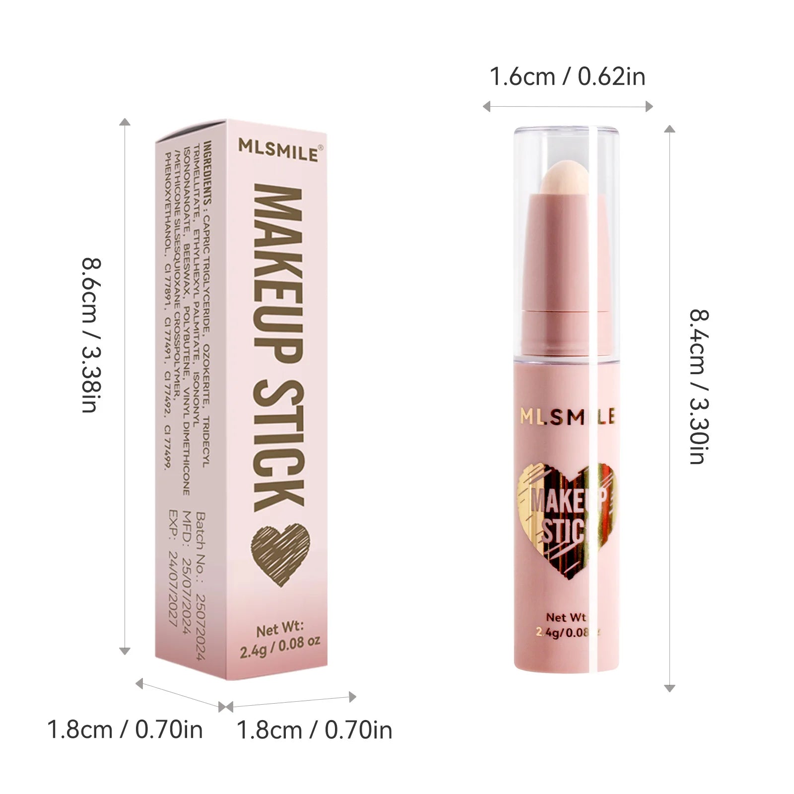 MLSMILE 8 Color High Gloss Pearl Contouring Stick Face Brightening Sleeper Silkworm Pen three-dimensional Face contour Shadow Good Vibrations