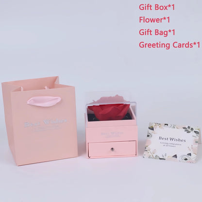 Women's Holiday Gifts Eternal Red Rose With Heart Necklace Flower Lipstick Gift For Mom Girlfriend Birthday From Daughter Sons Good Vibrations