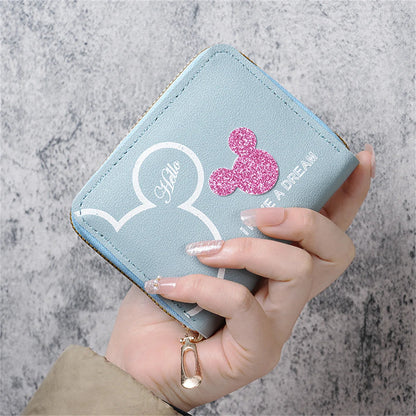 2024 new Japanese and Korean cute cartoon short wallet female mini large-capacity portable student zipper coin purse Good Vibrations